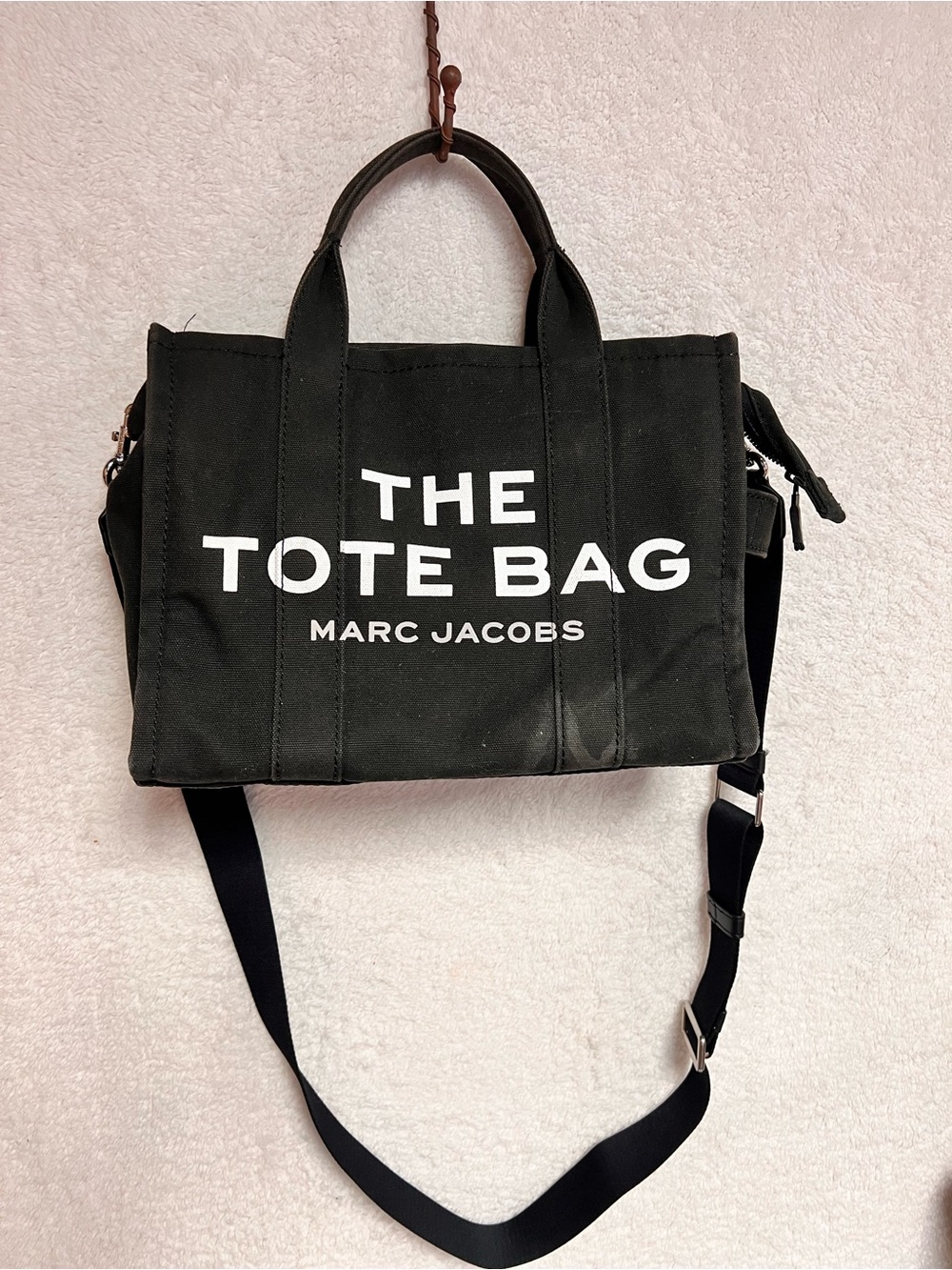 Marc Jacobs Black Canvas Duffel Bag with White Logo